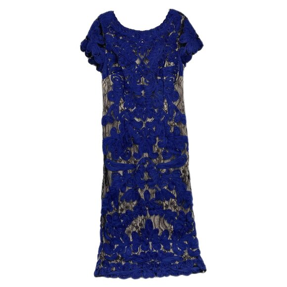 JS Collections Blue Black Lace Midi Dress | Women’s Size 8 - Picture 1 of 9